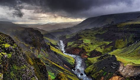 4517549 Sunset Waterfall Nature Valley Iceland Landscape