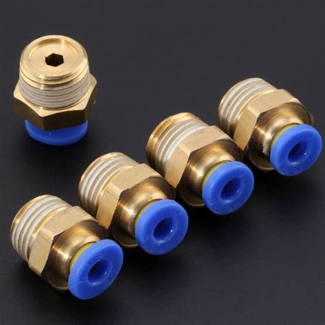 5pcs Brass 4mm Pneumatic Connector Male Straight One Touch Pneumatic