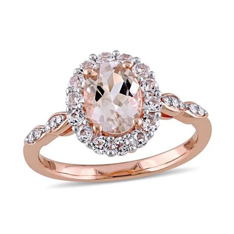 Sapphire engagement rings are really in demand today. Oval Morganite, White Topaz and Diamond Accent Frame Engagement Ring in 14K Rose Gold|Zales ...