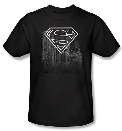 Superman T Shirt Dc Comics Metropolis Skyline Adult Black Tee Shirt Superman T Shirts Adult