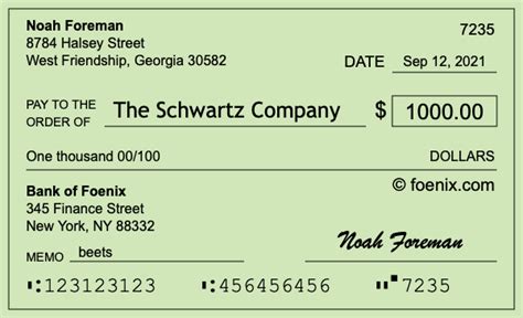 How To Write A Check For 1000