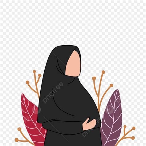 Wanita Hamil Dengan Ilustrasi Hijab Hitam Transparan Download Gratis