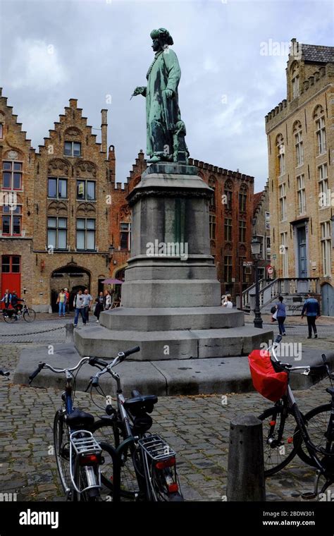 Flemish Painter Jan Van Eycks Statue At Jan Van Eyckplein Jan Van