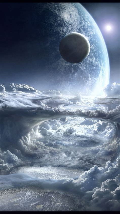 1080x1920 Space White Clouds Planet Fantasy Wallpaper Space Phone