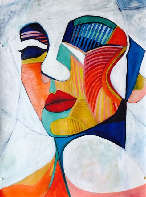 Abstract Woman Just An Illusion Cubism By Lee Wilde Contrast Art