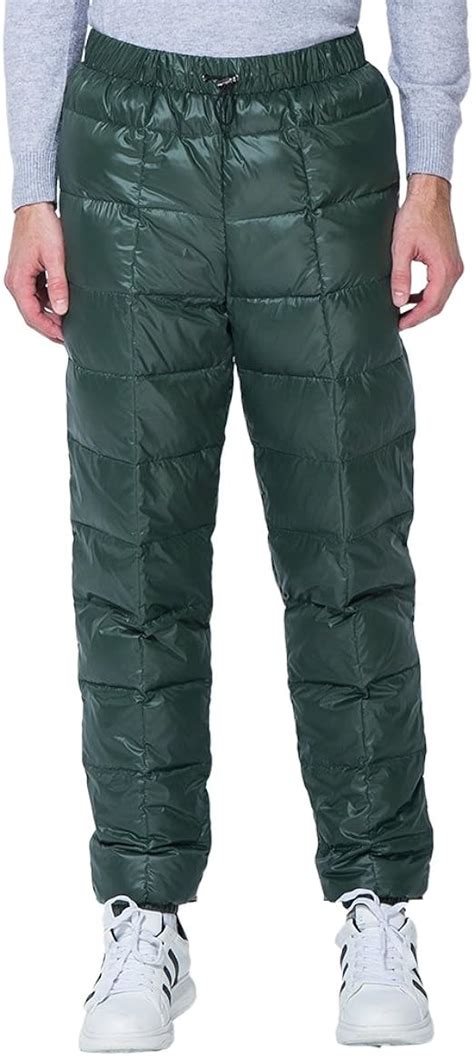 Mens Packable Down Puffer Pants Winter Warm Lightweight Snow Trousers