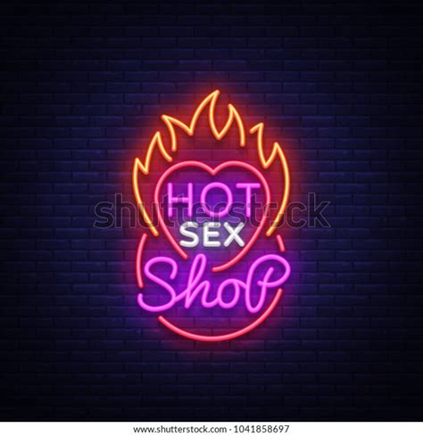 Sex Shop Logo In Neon Style Design Pattern Hot Sex Shop Neon Sign