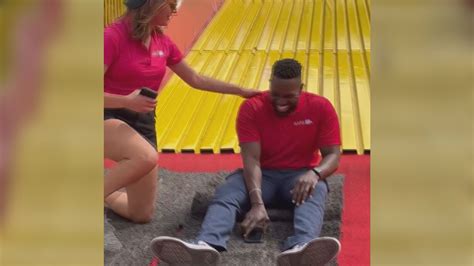 Kare 11 Sunrise Anchors Jason Hackett And Alicia Lewis Ride The Giant Slide At The Minnesota