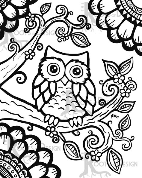 They are famous for their nocturnal vision and active hunting of prey in darkness. INSTANT DOWNLOAD Coloring Page Cute Owl zentangle by ...