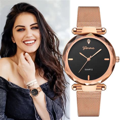 2018 Best Sell Women Watches Geneva Fashion Classic Hot Sale Luxury Stainless Steel Analog
