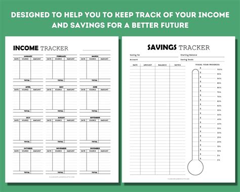 Income Tracker Printable Savings Tracker Savings Etsy Canada
