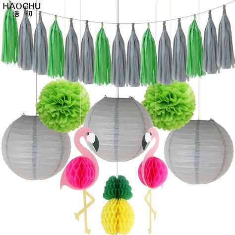 Tropical Flamingo Party Honeycomb Decoration Tissue Paper Lanterns