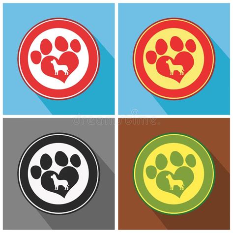 Love Paw Print Collection Set Stock Vector Illustration Of Print