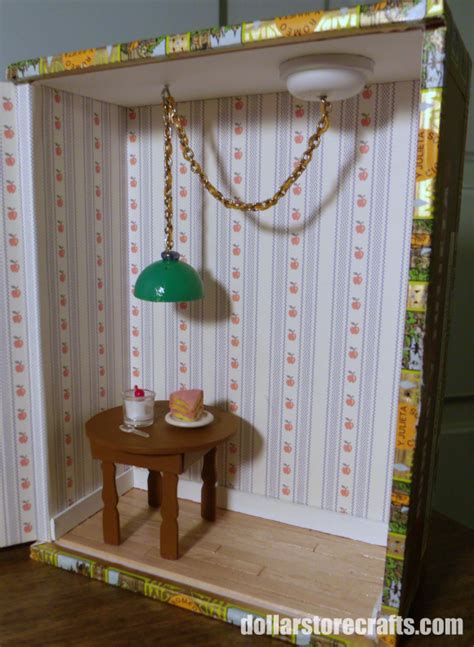 Dolls house round ceiling light frosted rose globe shade electric 12v lighting. Make a Miniature Hanging Light Fixture » Dollar Store Crafts