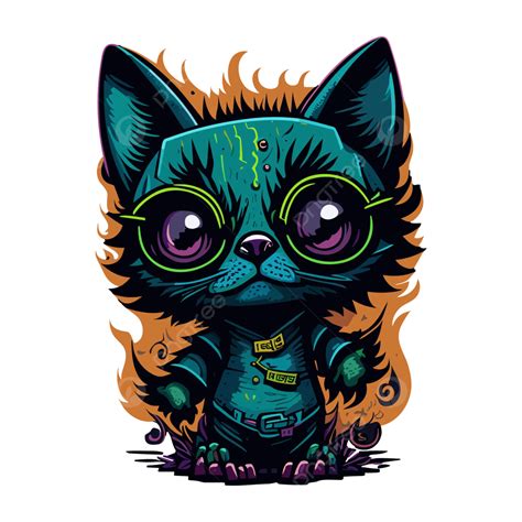 Graffiti Illustration Of A Cute Zombie Cat Vector Cat Zombie Cat