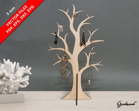 Laser Cut Tree SVG DXF EPS Tree Jewelry Stand Earring Etsy