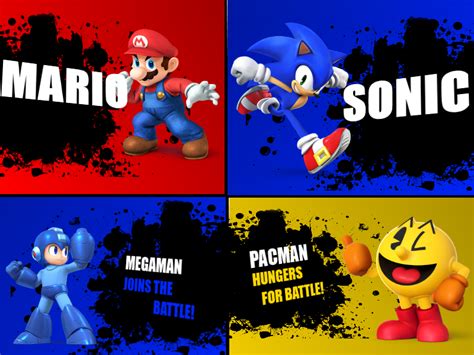 Ssb4 Mario Sonic Megaman And Pac Man By Mariolol5555 On