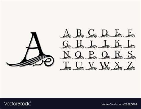 Vintage Set Calligraphic Capital Letters With Vector Image