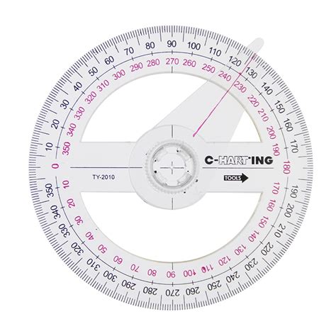 1 Pc New Tool 360 Degree Pointer Protractor Round Transparent Drafting
