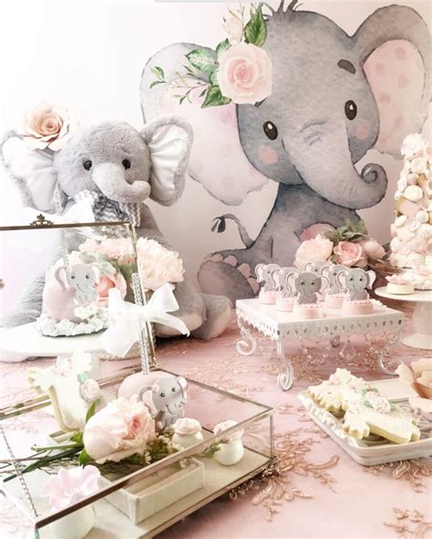 Here's an adorable fresh idea for a boy baby shower, or toddler's birthday party? Pink And Gray Elephant Baby Shower - Baby Shower Ideas - Themes - Games