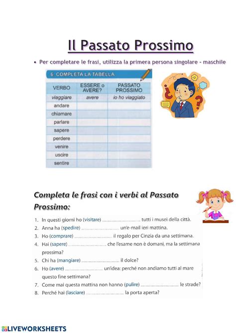 Ejercicios De Passato Prossimo En Italiano - Passato Prossimo Interactive worksheet