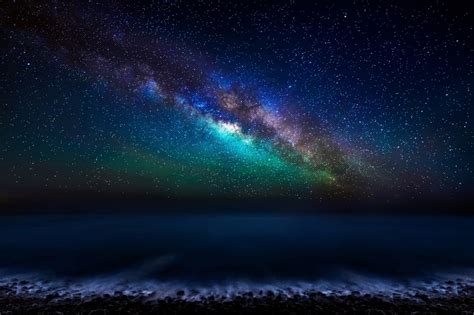 Milky Way Sky Over The Ocean Hd Wallpaper Background
