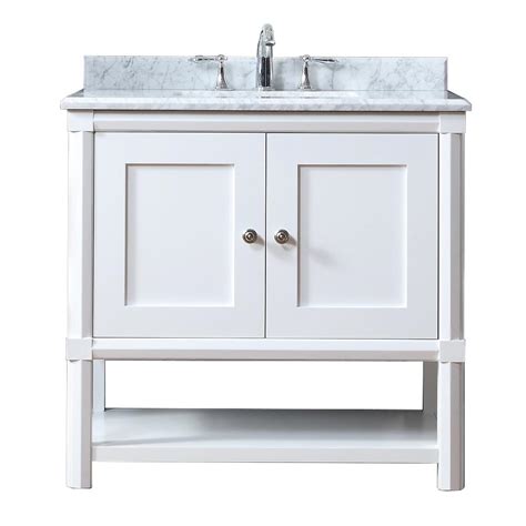 D single sink farmhouse bathroom vanity set in midnight blue with white integrated porcelain top Martha Stewart Living Sutton 36 in. W x 22 in. D Vanity in ...