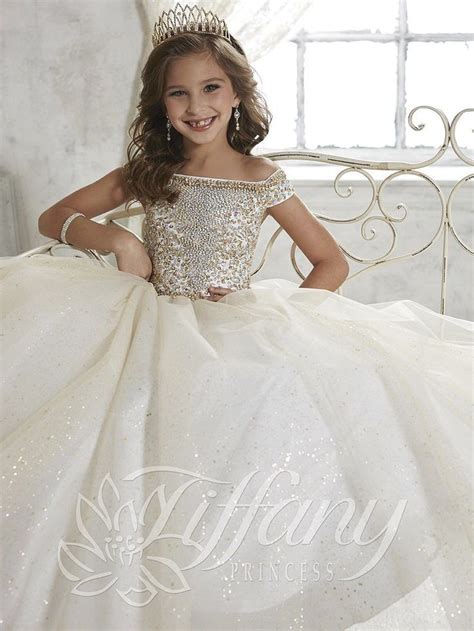 Girls Off Shoulder Tulle Dress By Tiffany Princess 13457 In 2021