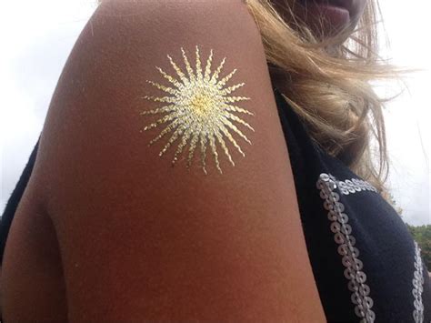 metallic tattoos in gold and silver with bling fashion theme