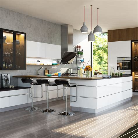 High gloss white kitchen cabinets are sleek, strikingly sharp, and come with a glamorous look. OPPEIN | Modern High Gloss White Lacquer Kitchen Cabinet ...