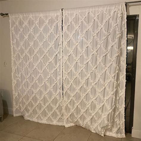 Other Ruffle Diamond Window Curtain Panels Ivory 54x95 Set Poshmark