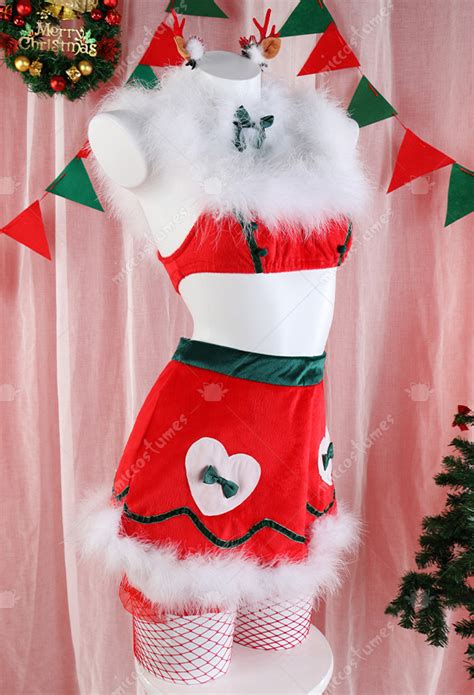 women christmas sexy lingerie set sweet fluffy two piece lingerie outfit for sale