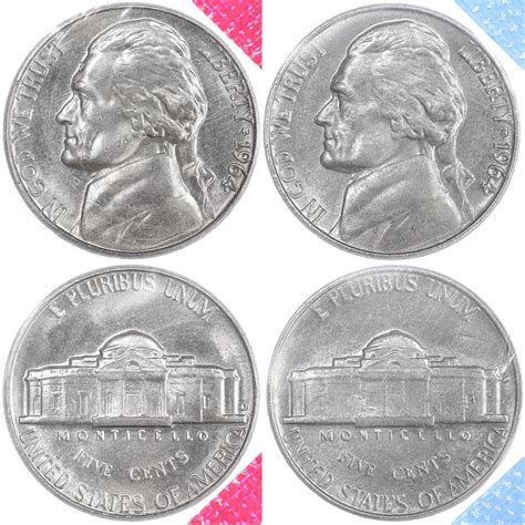 1964 P D Jefferson Nickels Bu Us Mint Cello 2 Coin Set Daves