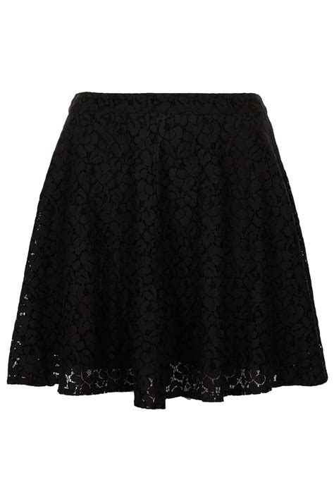 Topshop Black Lace Skater Skirt In Black Lyst