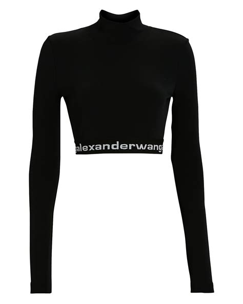 Alexander Wang Long Sleeve Logo Crop Top Intermix