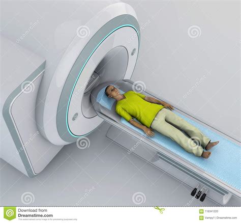 Ct Scan Computed Tomography Scan Young Patient Lying Down Ready For A
