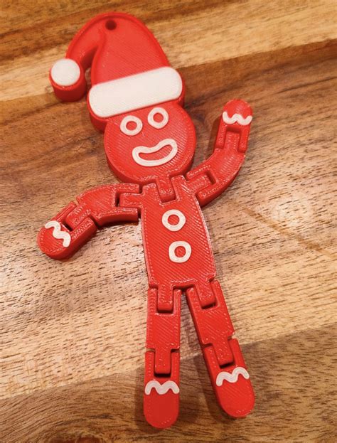 Articulated Print In Place Gingerbread Men With Christmas Hat By T