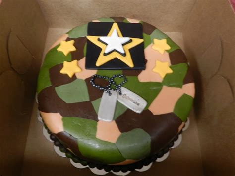 I also, another idea that doesn't involve a glue gun and is more kid friendly. Army Theme Birthday Cake - CakeCentral.com