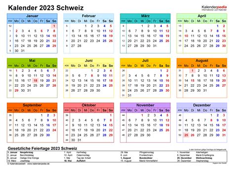 Kalender 2023 Schweiz Zum Ausdrucken Als Pdf