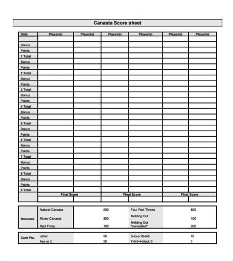 The game's namesake, shanghai, refers to a particular move in the game. FREE 7+ Sample Canasta Score Sheet Templates in PDF