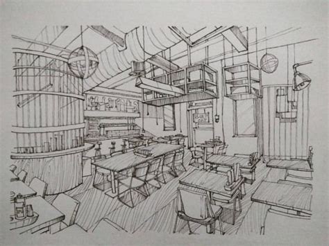 Cafe Sketch Interiordesignsketch Cafedesign Cafeinteriordesign