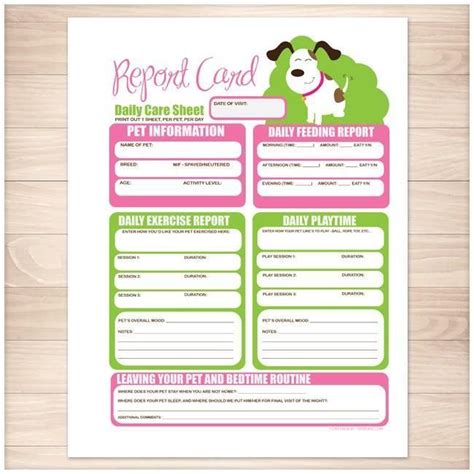 Parenting a new puppy is no walk in the park. Printable goodie for you! Pet Sitting Dog Report Card Form ...