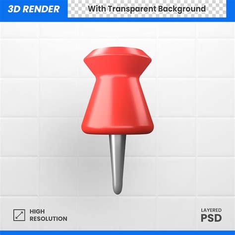 Premium Psd 3d Red Push Pin