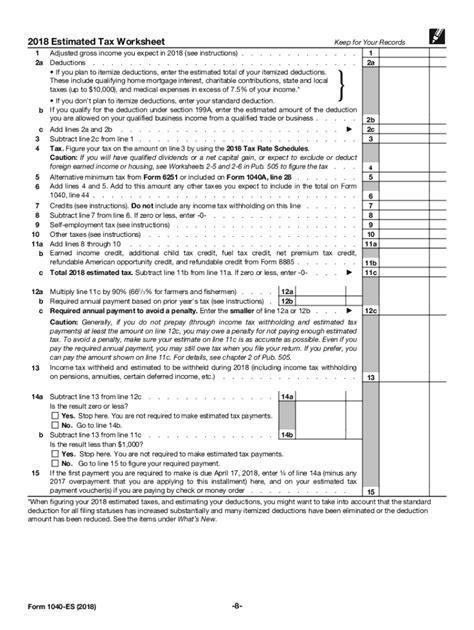 2018 Form Irs 1040 Es Fill Online Printable Fillable Blank Pdffiller