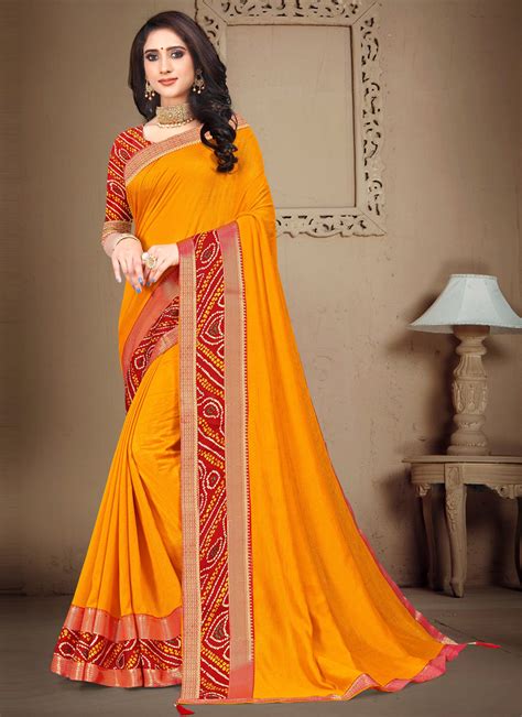 Buy Online Lace Yellow Silk Bollywood Saree 175938
