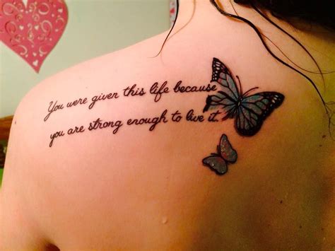 Simplistic Butterfly Tattoo With Inspiring Quote
