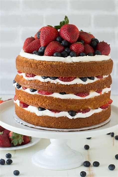 Vanilla And Fresh Berry Naked Cake 4 Layer Vanilla Cake Filled With