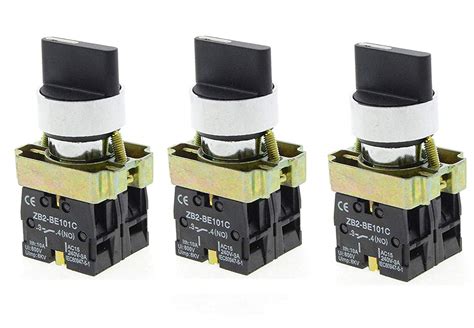 3pcs 3 Position Rotary Selector Switch 22mm Latching 2no Dpst Select
