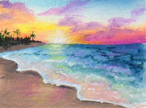 Beach Sunset Watercolor At Explore Collection Of