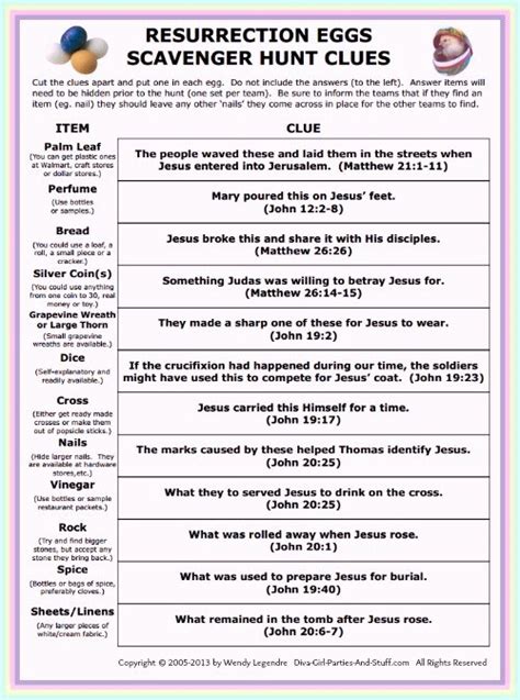 50 Bible Scavenger Hunt Worksheet